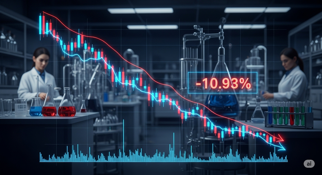 参天製薬の株価急落を伝える、大幅に下落したチャート